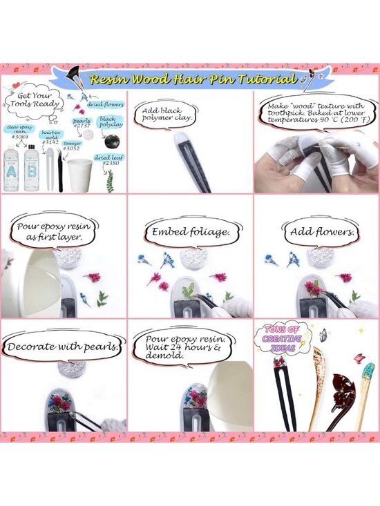 15-Piece Hair Stick Silicone Molds Set | Epoxy Resin Craft Tools, 5.3-7.2 main image 5